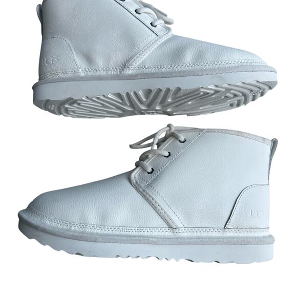 NWOT UGG Neumel White Leather Wool Sockliner Chukka Boots - Picture 3 of 5